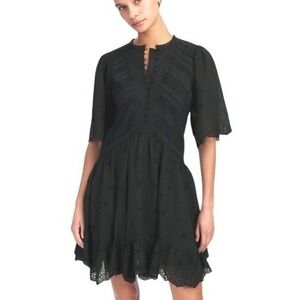Madewell Priscilla Black Eyelet Flutter Sleeve Mini Dress